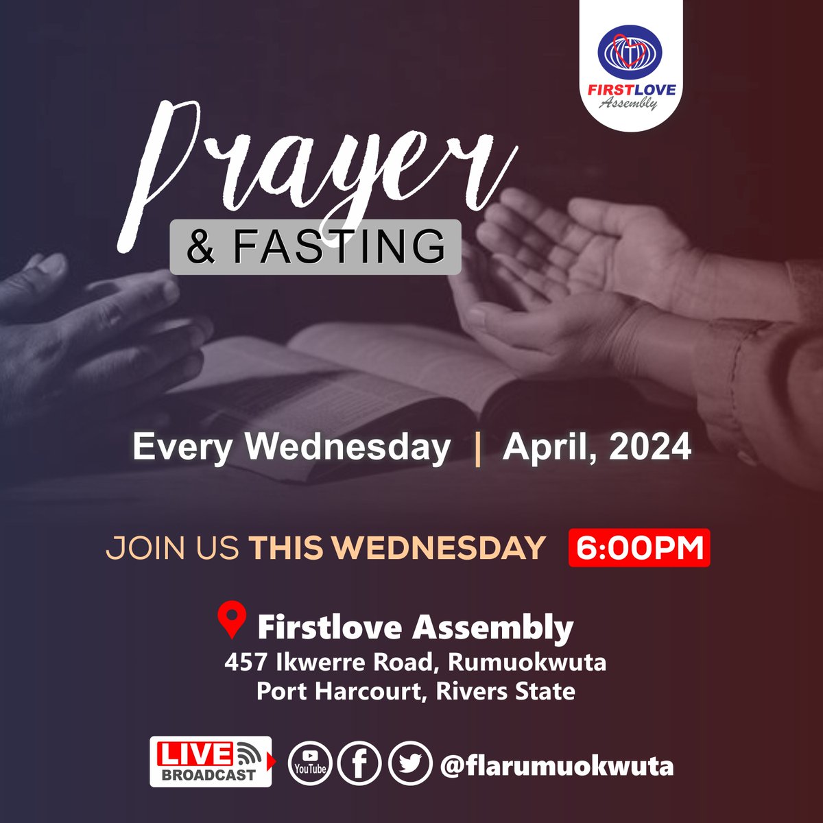 flarumuokwuta's tweet image. Join us in this reviving service - It's our month of Revival!!

This Wednesday 10th April, 2024
6:00pm
Music by New Spring Choir Rumuokwuta
Host: Pastor Linus Ochai
#FirstLoveAssembly
#FLARumuokwuta
#April2024Revival
#IgniteConference2024
#MadeForDominion