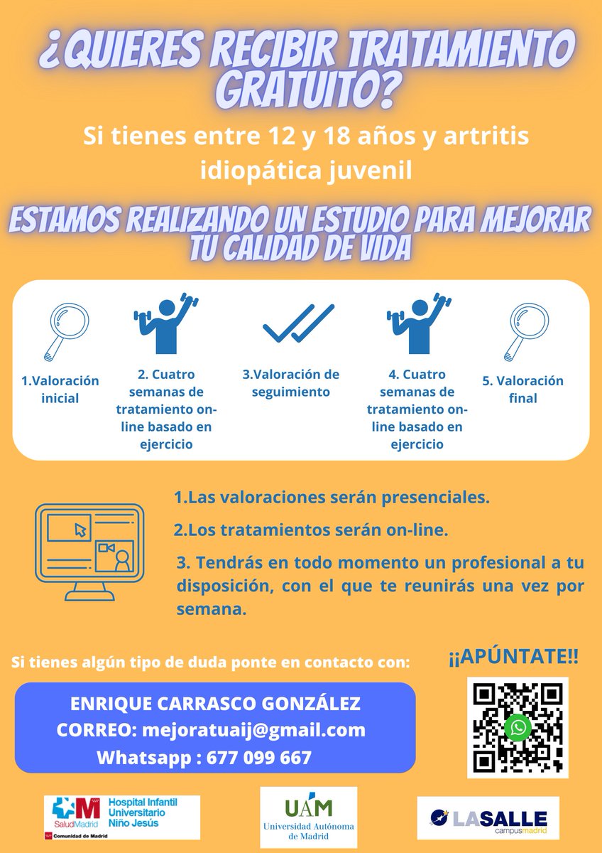 Muy buenas! Estoy realizando un trabajo de investigación y necesitamos pacientes que quieran participar! Si me echáis una mano difundiéndolo os lo agradecería eternamente...😃😃 #AIJ #Investigación #Research #Ejercicio #Exercise
