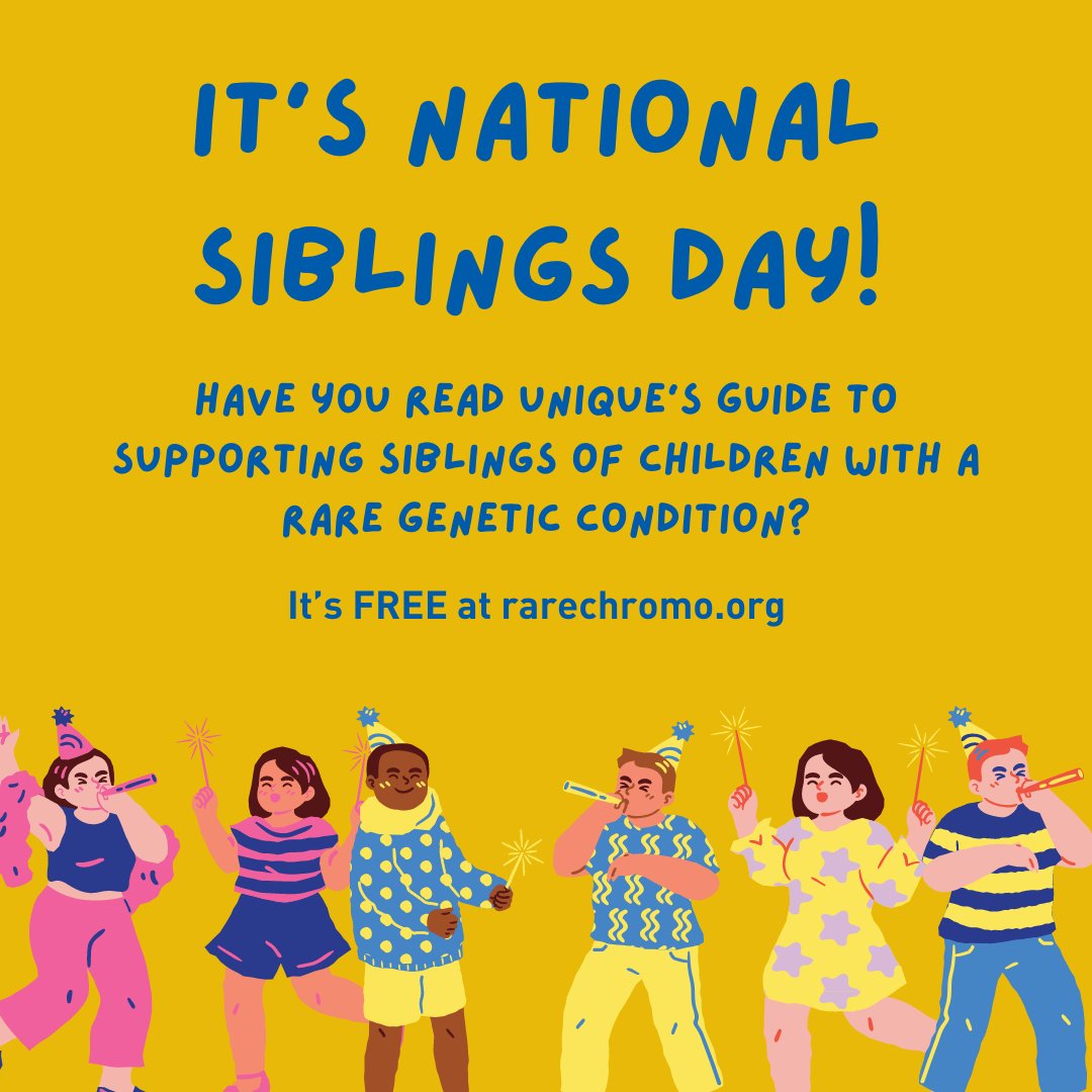 As today's #nationalsiblingsday  we're thinking about all those brilliant people growing up with a brother or sister who has a rare chromosome or gene condition, to let them know how amazing they are. Our guide to supporting siblings is free at rarechromo.org/disorder-guide…