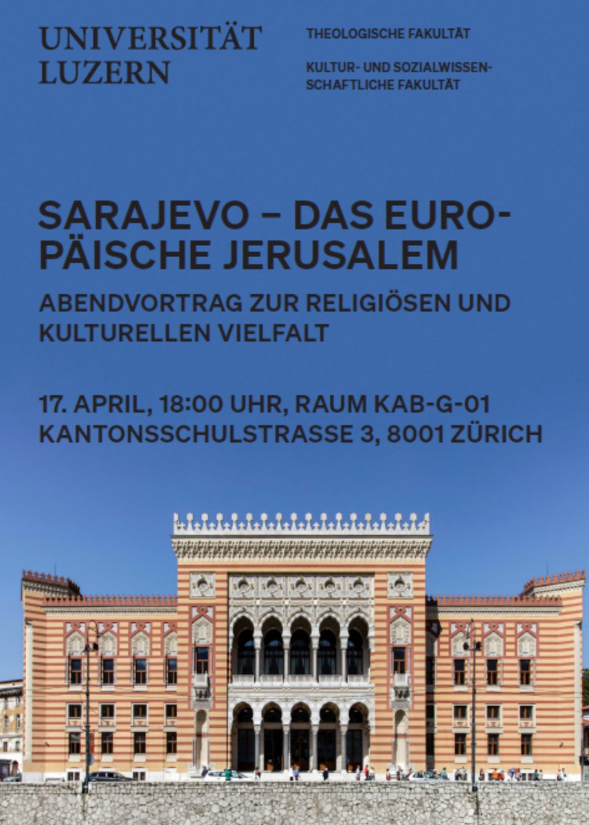 Projektvorstellung: Sarajevo - Das Europäische Jerusalem Letzte Woche führte die @UniLuzern eine Studienreise nach #Sarajevo durch. Am 17. April ein öffentliches Podium statt, an dem Studierende und Dozierende über Erfahrungen, Erlebnisse und Einsichten berichten werden.