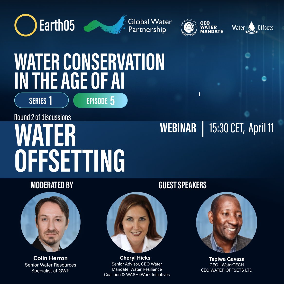 👀 Ready to learn about #WaterOffsetting strategies and how AI can be used in that process?

Join tomorrow’s event: #Water Offsetting – a discussion under the @Earth05fdn series on #WaterConservation in the Age of AI.

Learn more & register 👉 bit.ly/3VITfGv