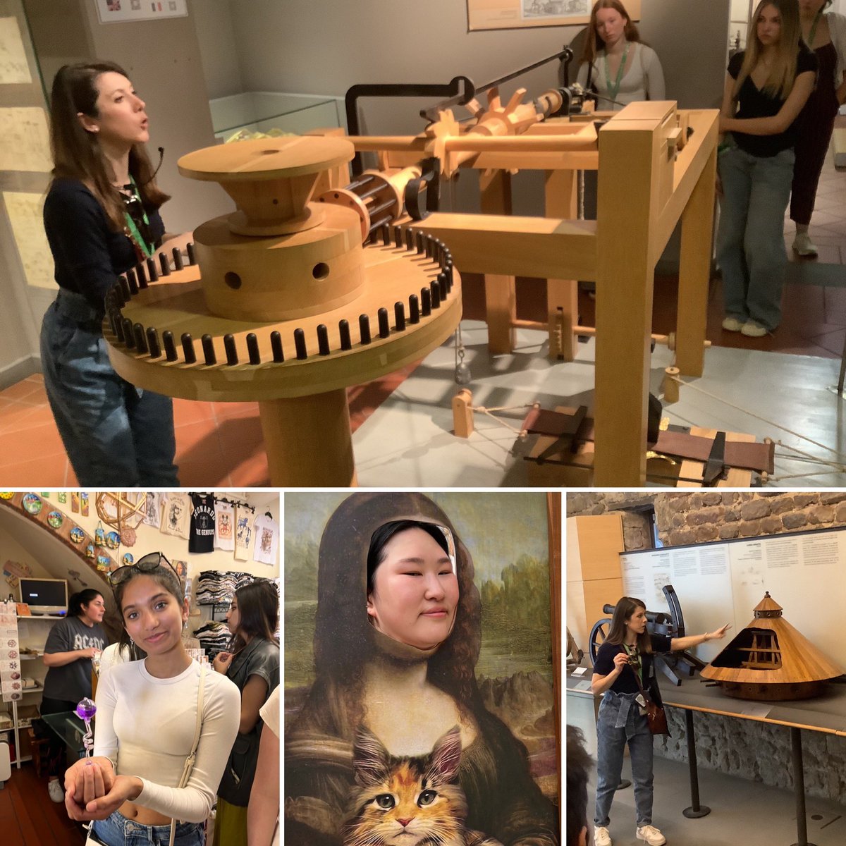 Amazing gadgetry and remarkable contraptions at the Leonardo da Vinci Museum! And….the Mona Choi! 🏗️⚙️🖼️#lehschool