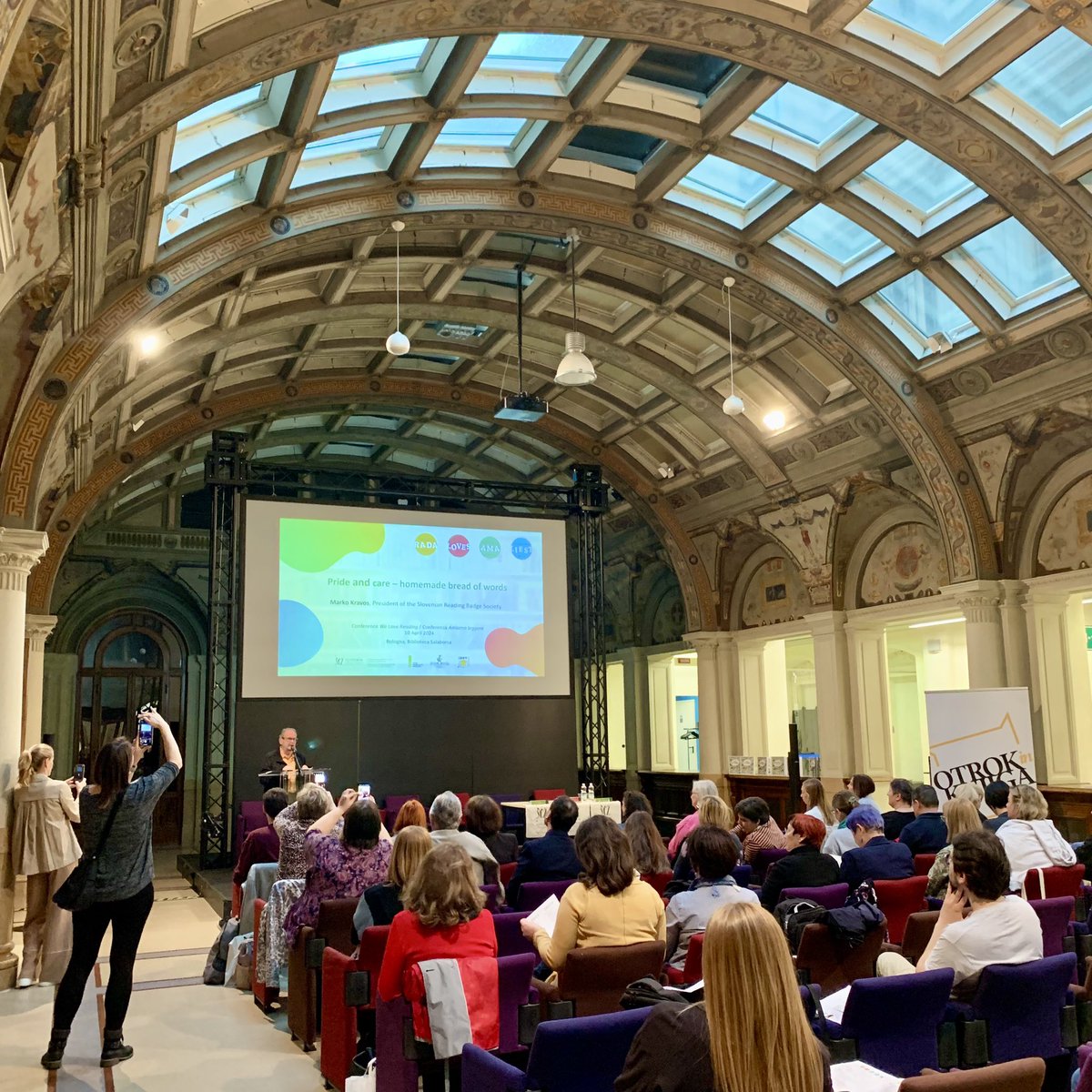 I’m now at the We Love Reading day at the Sala Borsa Library in Bologna. Sponsored by this year’s guest of honor, Slovenia, the speakers have already brought me to tears by speaking about what books have meant to them. #BCBF24 @Bochildrensbook