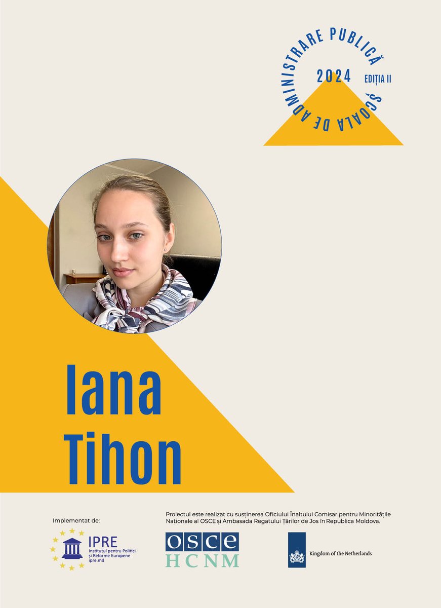Iana Tihon is a graduate of the second edition of the #IPRE #PublicAdministrationSchool2024, who will be doing an internship in the State Chancellery of #Moldova in the coming months.