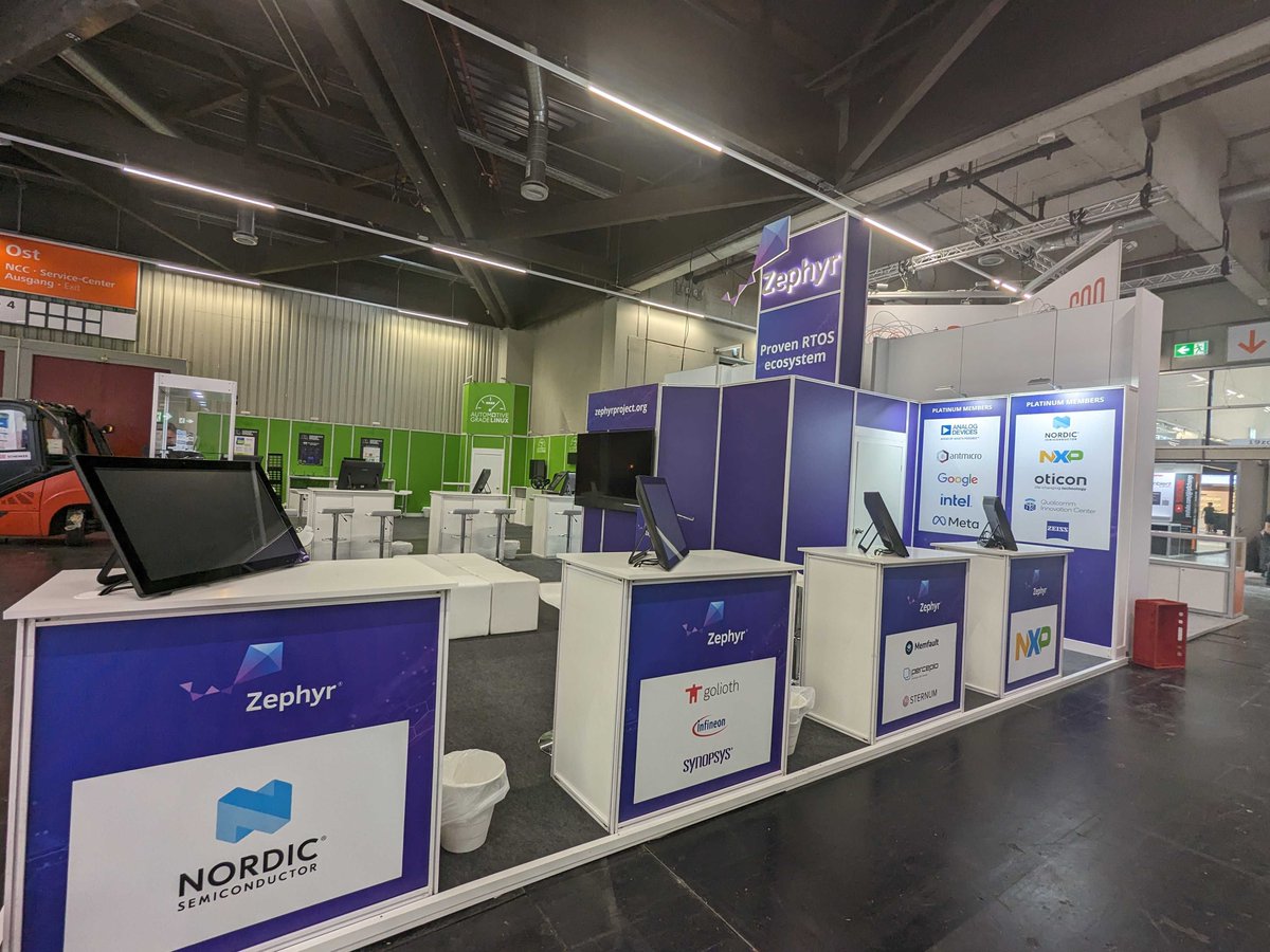 The calm before the storm at #embeddedworld. Stop by the @ZephyrIoT booth (Hall 4-170) to see demos and talk to #ZephyrRTOS developers from @NordicTweets @GoliothOfficial @Infineon @Synopsys @memfault @percepio @SternumIoT @NXP & more:  hubs.la/Q02smfY00 #ew24