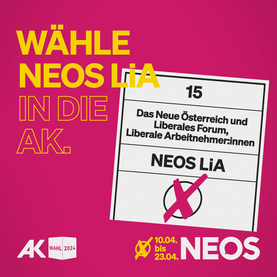 Ab heute kannst du in einem der 87 Wahllokale deine Stimme für NEOS LiA abgeben. Vergiss deinen amtlichen Lichtbildausweis nicht! Deine Stimme zählt! 💪 

Hier findest du eine Liste aller Wahllokale in deiner Nähe: wien.neos.eu/ak-wahl/wahllo…