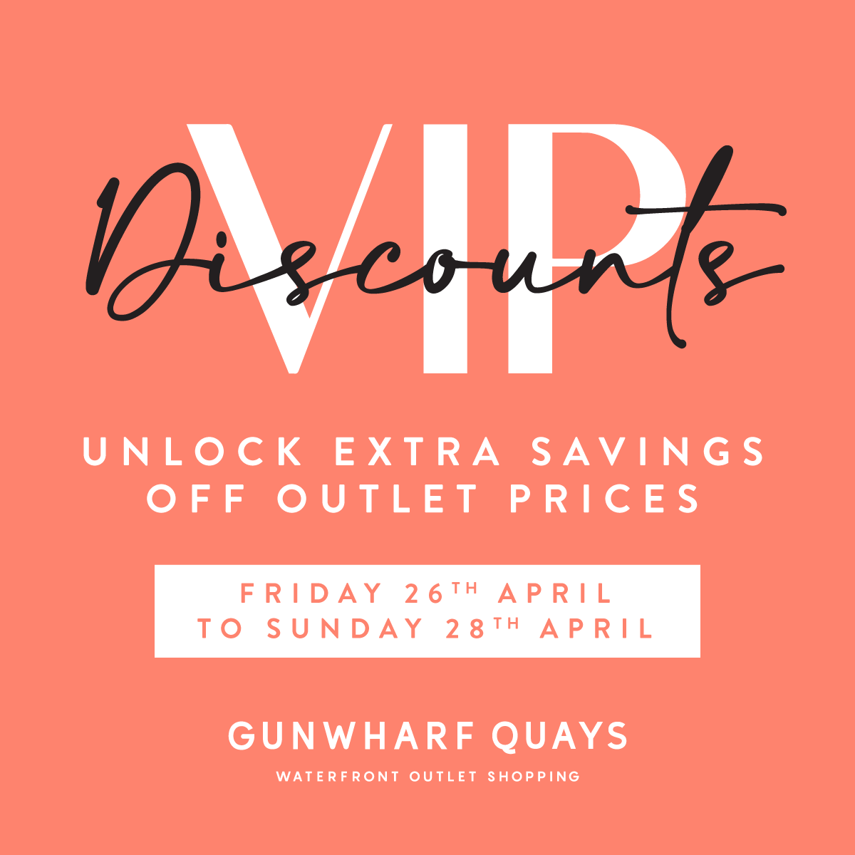 Our VIP Discounts event is BACK! 🤩 Taking place 26th-28th April, it's a chance for you to enjoy tons of juicy discounts across your favourite brands for a limited time only. 🛍️ And it's totally free! All you have to do is register. Sign up and save: bit.ly/4aLsLYX