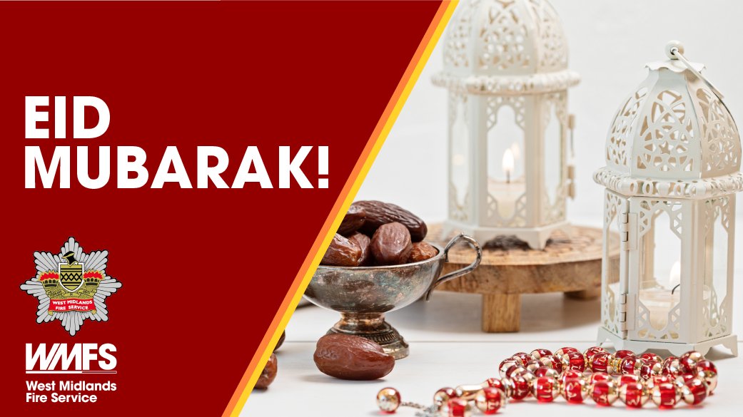 WestMidsFire's tweet photo. Eid Mubarak to all those celebrating Eid al-Fitr, the celebration marking the completion of fasting during the holy month of Ramadan. 

We wish all our communities taking part a safe and peaceful celebration. https://t.co/tS4oeSqTlz