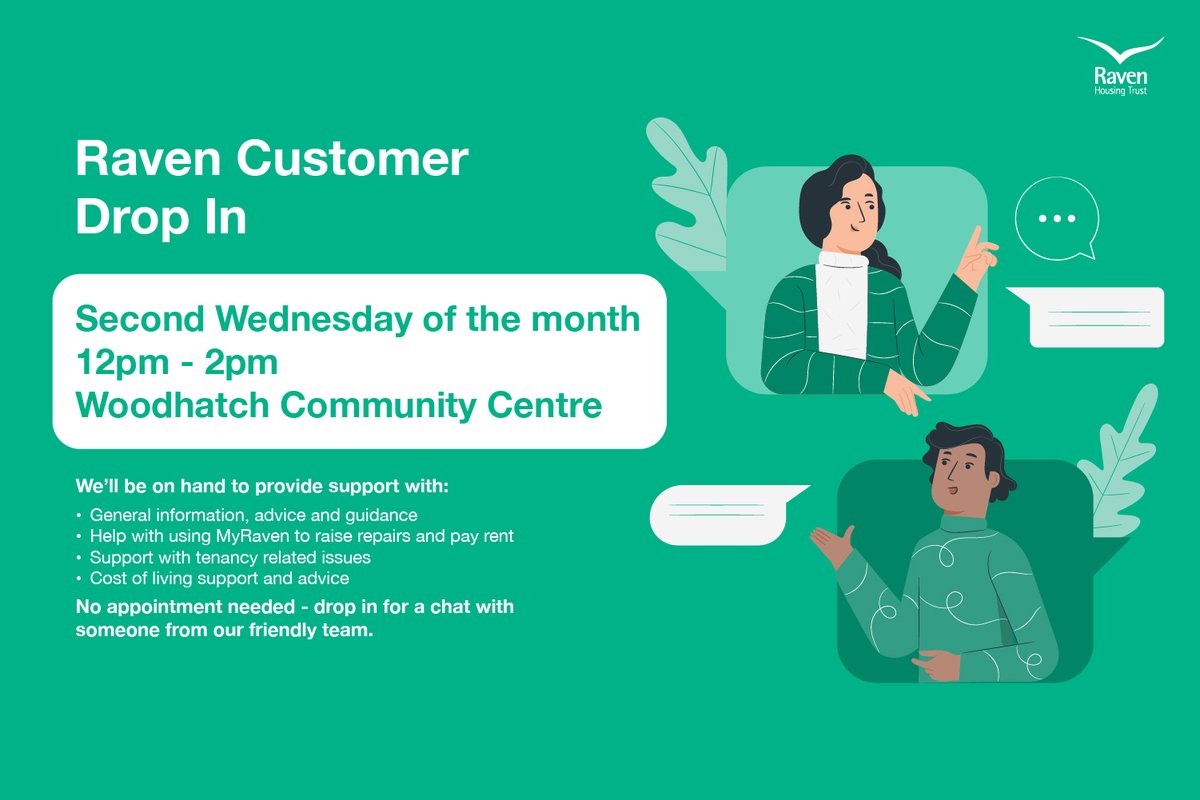 Today (Wednesday 10th April) you can find us at Woodhatch Community Centre from 12-2pm for our monthly Customer Service Drop In. No appointment needed – drop in for a chat with someone from our friendly team.