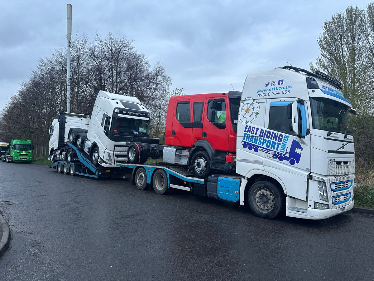 We’re delivering a soon to be fire engine and two Volvos this morning. All loaded on the back of our Volvo transporter. #Haulage #Logistics #Transporter #Trucking #Lorry #HGV #Volvo #Collection #Delivery #UKWide. @VolvoTrucksUK @VolvoTrucks