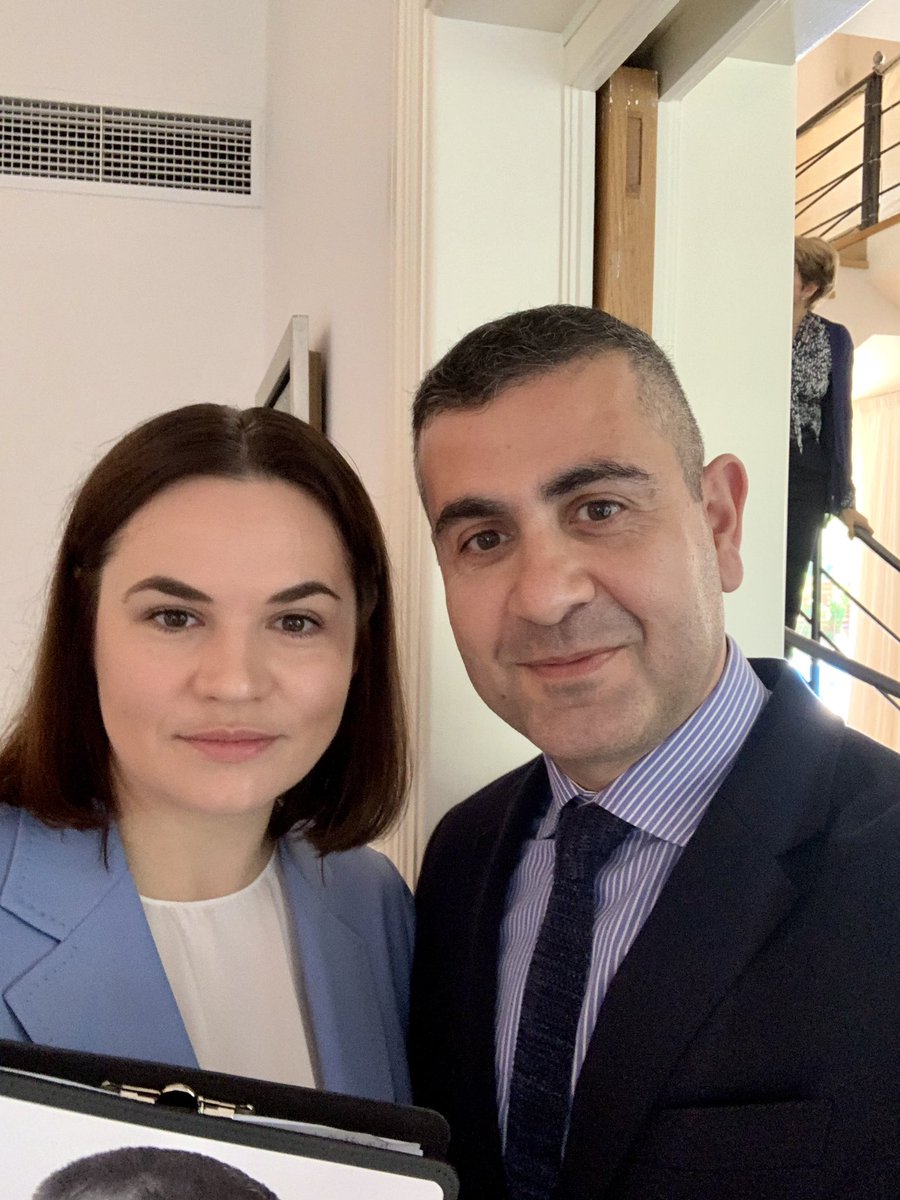 Honoured meeting today the brave legitimate leader of #Belarus @Tsihanouskaya who is on visit to #Cyprus. At least, 1700 political prisoners in 🇧🇾 She delivered a crystal clear message “synchronisation of sanctions is key”. Cyprus can play a crucial role in this. 🇧🇾 future is 🇪🇺