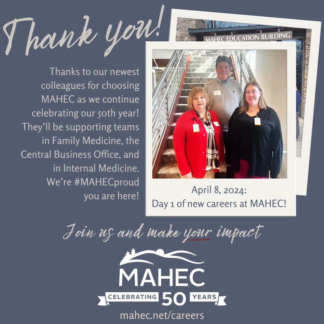 As MAHEC continues our 50th year, we're #MAHECproud and grateful that these new colleagues have joined our mission-driven organization--the largest nonprofit employer in Western North Carolina. We invite *you* to choose MAHEC, too! mahec.net/careers