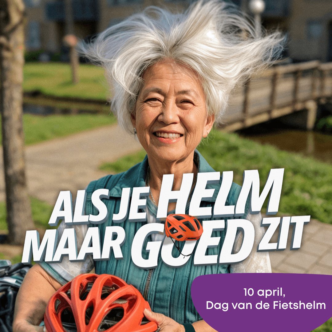 Wist jij dat het dragen van een fietshelm de kans op hoofdletsel in Nederland met respectievelijk 62 procent kan verlagen? 🧠 Vandaag is de Dag van de Fietshelm! Lees meer: ow.ly/Yzsw50RbZU6
#dagvandefietshelm #alsjehelmmaargoedzit