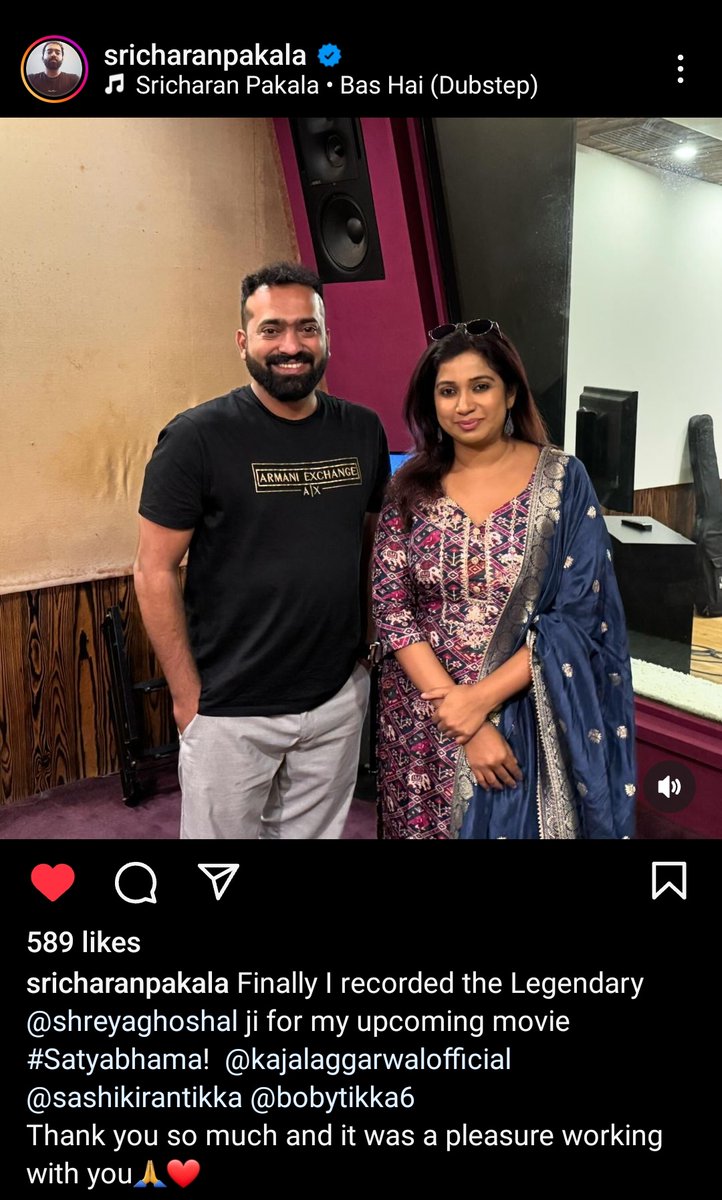 New song alert! 🥰🩷 Can't wait for another blockbuster song from @shreyaghoshal x @MsKajalAggarwal combo