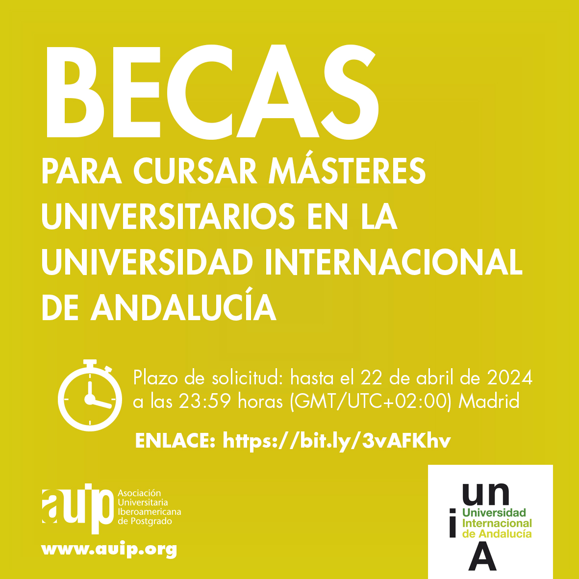 #Becas para cursar másteres en @UNIAuniversidad @postgradoauip Enlace a convocatoria: bit.ly/3vAFKhv