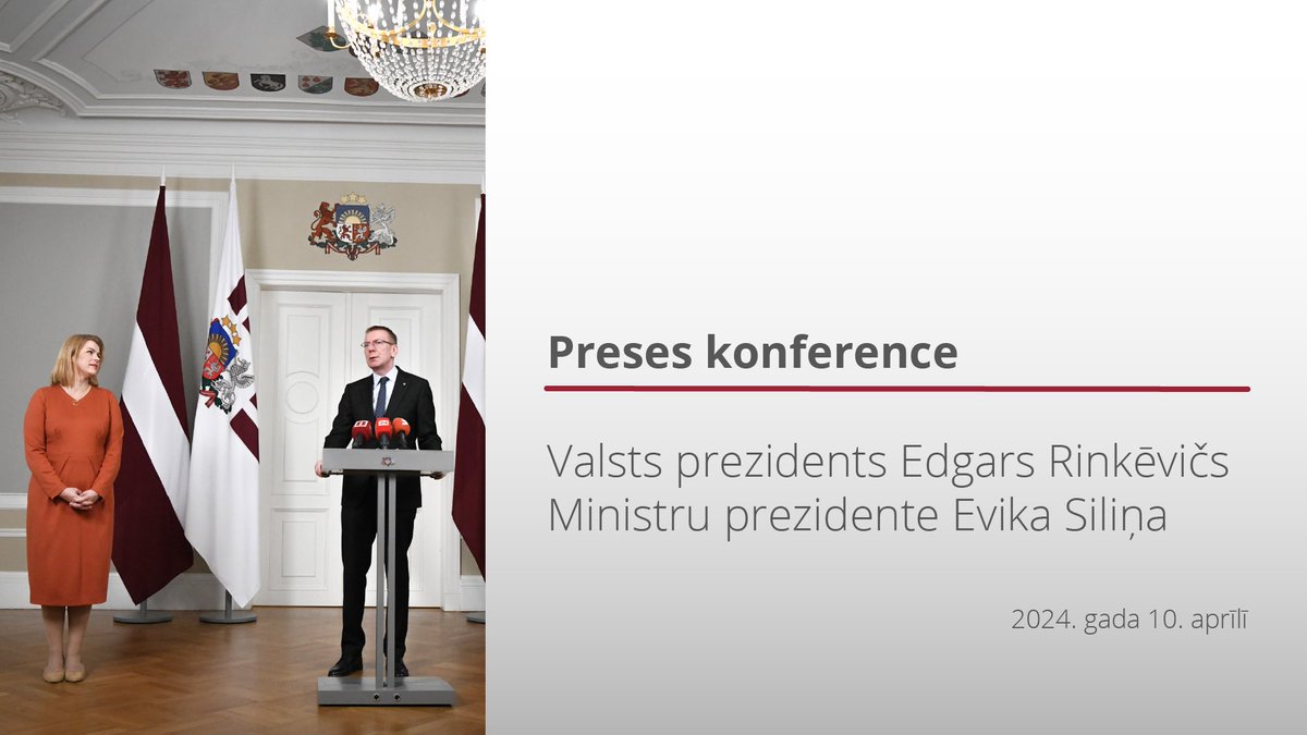 🔴 TIEŠRAIDĒ Aicinām sekot līdzi Valsts prezidenta @edgarsrinkevics un Ministru prezidentes @EvikaSilina preses konferencei pēc tikšanās Rīgas pilī. ▶️: youtube.com/live/0am_Cbj7G…