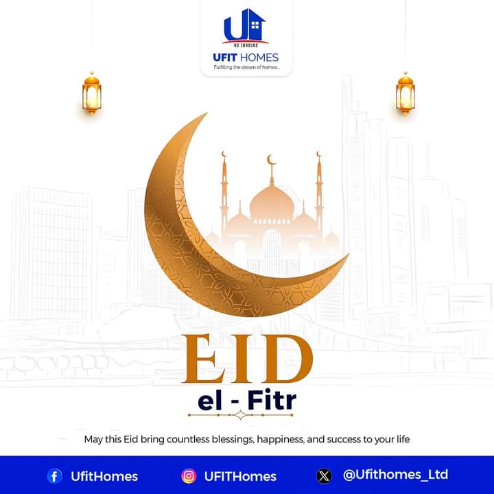Eid Mubarak! To our beloved Muslim community.

Secure your future with us at @Ufithomes_Ltd and enjoy the blessings of Eid with confidence and peace of mind. 

#EidAlFitr2024 #CraftedForYou #MercyEstate #RealEstateRevolution #SecureInvestment #InspiredLiving #ufithomes