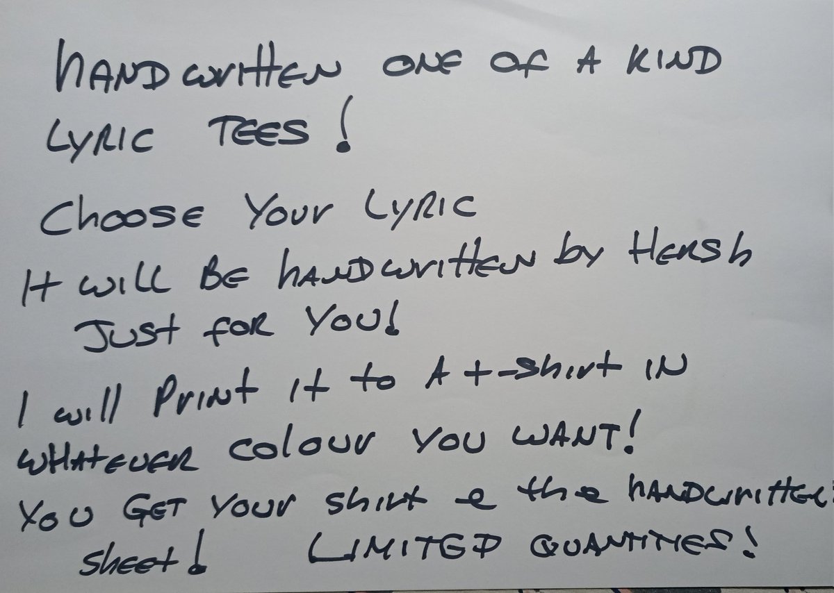 While we are still deciding on what the standard options should be for the 'Throwing Muses font' lyric shirts, I have added the preorder for one off shirts. You get a handwritten lyric of your choice & your one off shirt. elratdesigns.co.uk/products/one-o…