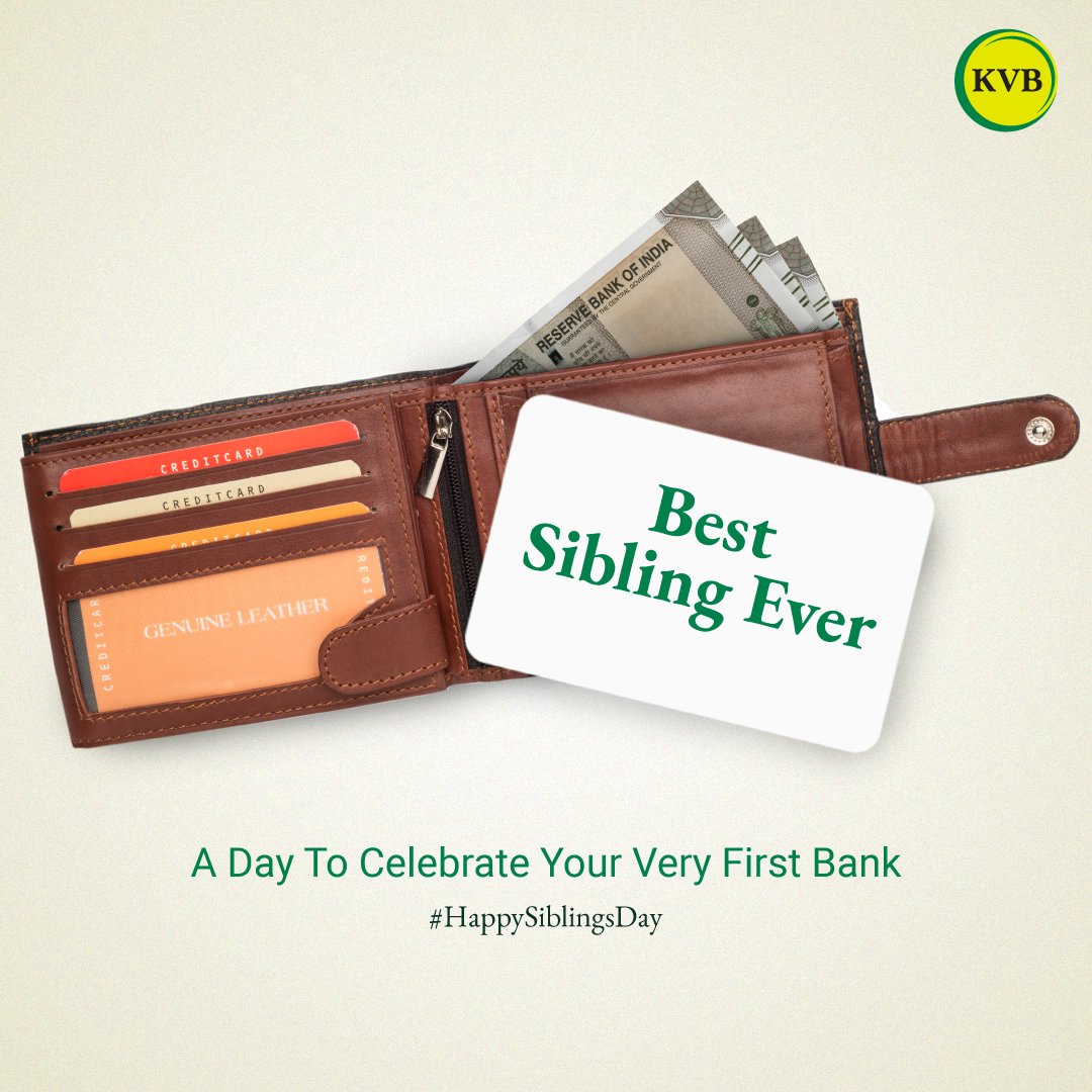 Cheers to the siblings we can always bank on. 
Happy Siblings Day from KVB!😄

#KVB #KarurVysyaBank #SmartWayToBank #Bank #SafeBanking #HappySiblingDay
