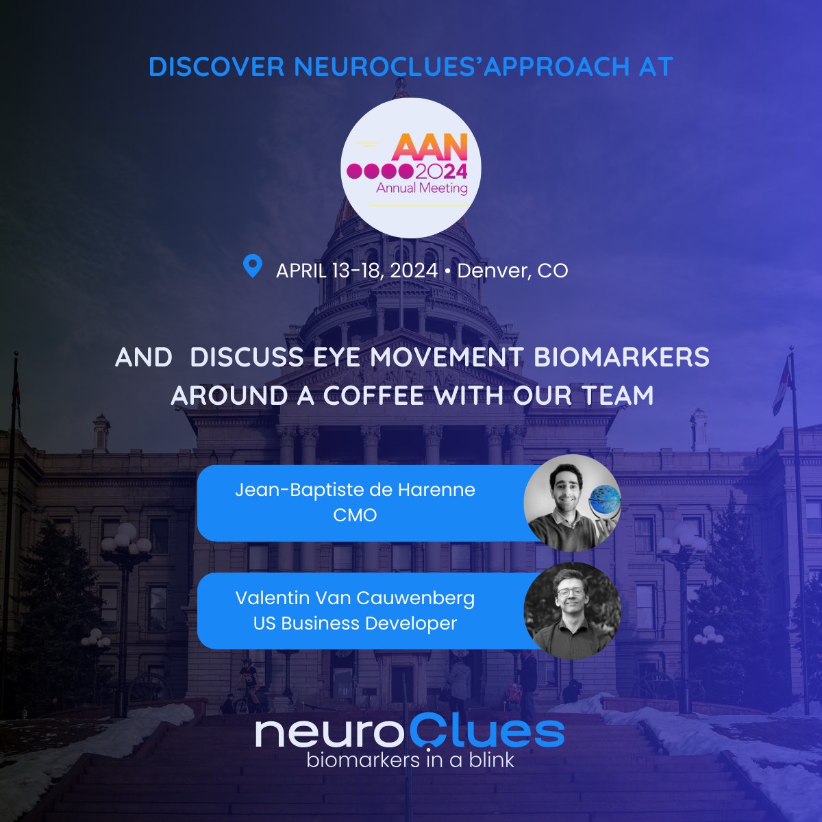 neuroClues's tweet image. Eager for @AAN 2024! Amazing event for neurology insights & networking. Our startup focuses on enhancing diagnostics with quick non-invasive neurological biomarkers. Can't wait to discuss oculomotor biomarkers & their impact on diagnosis accuracy. Interested? Let's meet! #AANAM