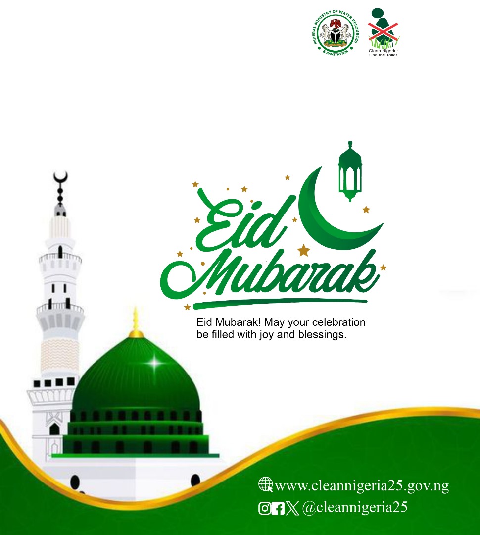 🎉#EidMubarak🌙 Today, as we celebrate, let's also remember the importance of cleanliness and sanitation. Join us in the Clean Nigeria: Use the Toilet Campaign to ensure a hygienic environment for all. Together, we can make a difference! #Eid #SallahCelebration 🚽✨