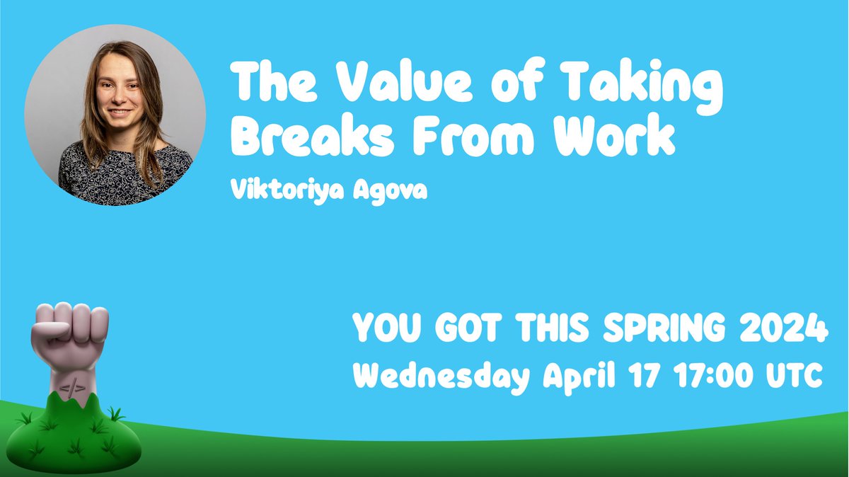 Join us next Wednesday at 6pm UK for a talk on the value of taking breaks (of different kinds), with practical insight into how and when to make it happen and transition back into your work. Grab free tickets to get reminders and read more: yougotthis.io/events/spring-…