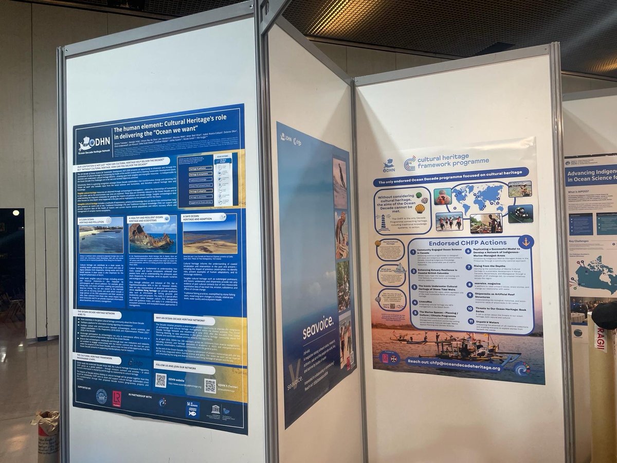 Our posters are up! Come see our #OceanDecadeHeritage and Cultural Heritage Framework Programme posters at #OceanDecade24 🌊