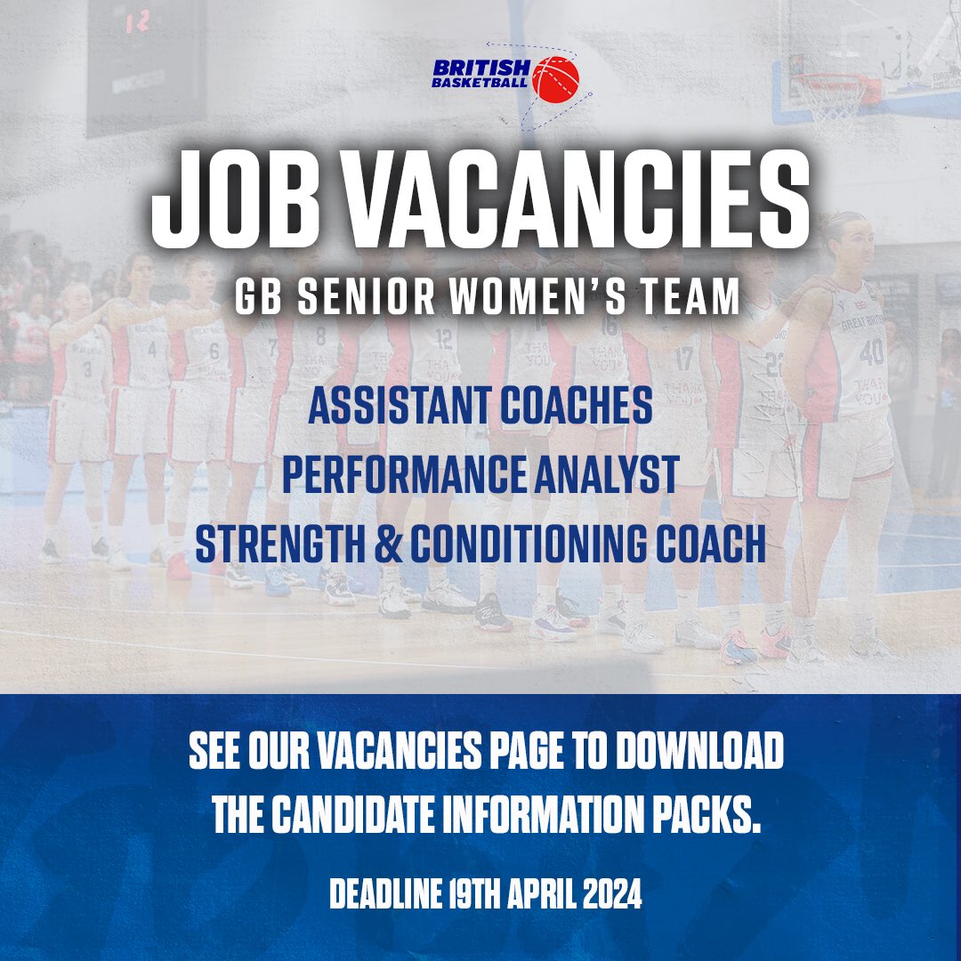 gbbasketball's tweet photo. 🚨 We are recruiting! 

We currently have several roles available working with the GB Basketball senior women’s team. 🇬🇧

Download the candidate information packs now ⬇️

https://t.co/UxypQAic3G

#BritishBasketball https://t.co/BweppxuBxf