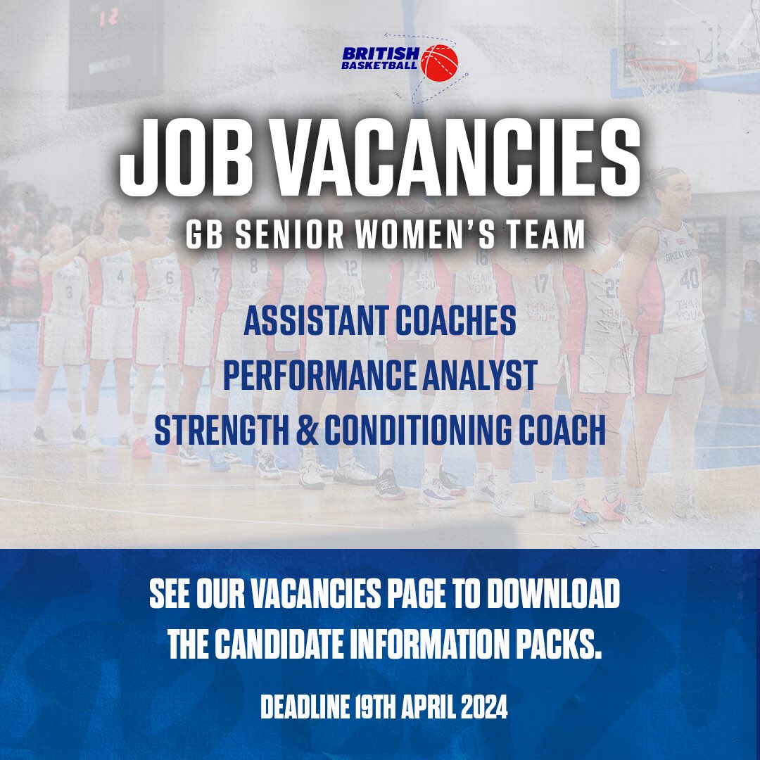 🚨 We are recruiting! We currently have several roles available working with the GB Basketball senior women’s team. 🇬🇧 Download the candidate information packs now ⬇️ gb.basketball/about/vacancie… #BritishBasketball