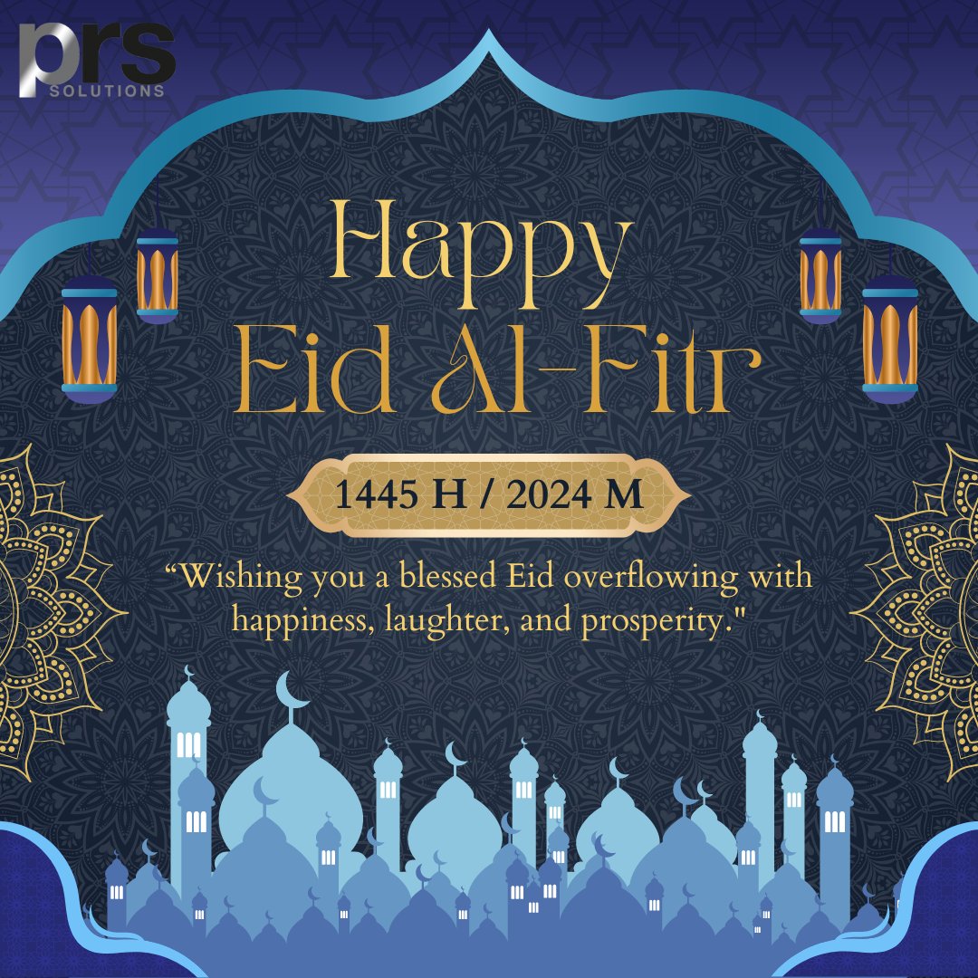 PRSsolutionsX's tweet photo. Eid Mubarak to all of our customers, colleagues, friends and all who are celebrating today from the PRS Solutions team 🎉

#Eid2024 #EidMubarak #Eidmubarak2024 #EidAlFitr #CelebratingEid https://t.co/j5I7y5sC1U