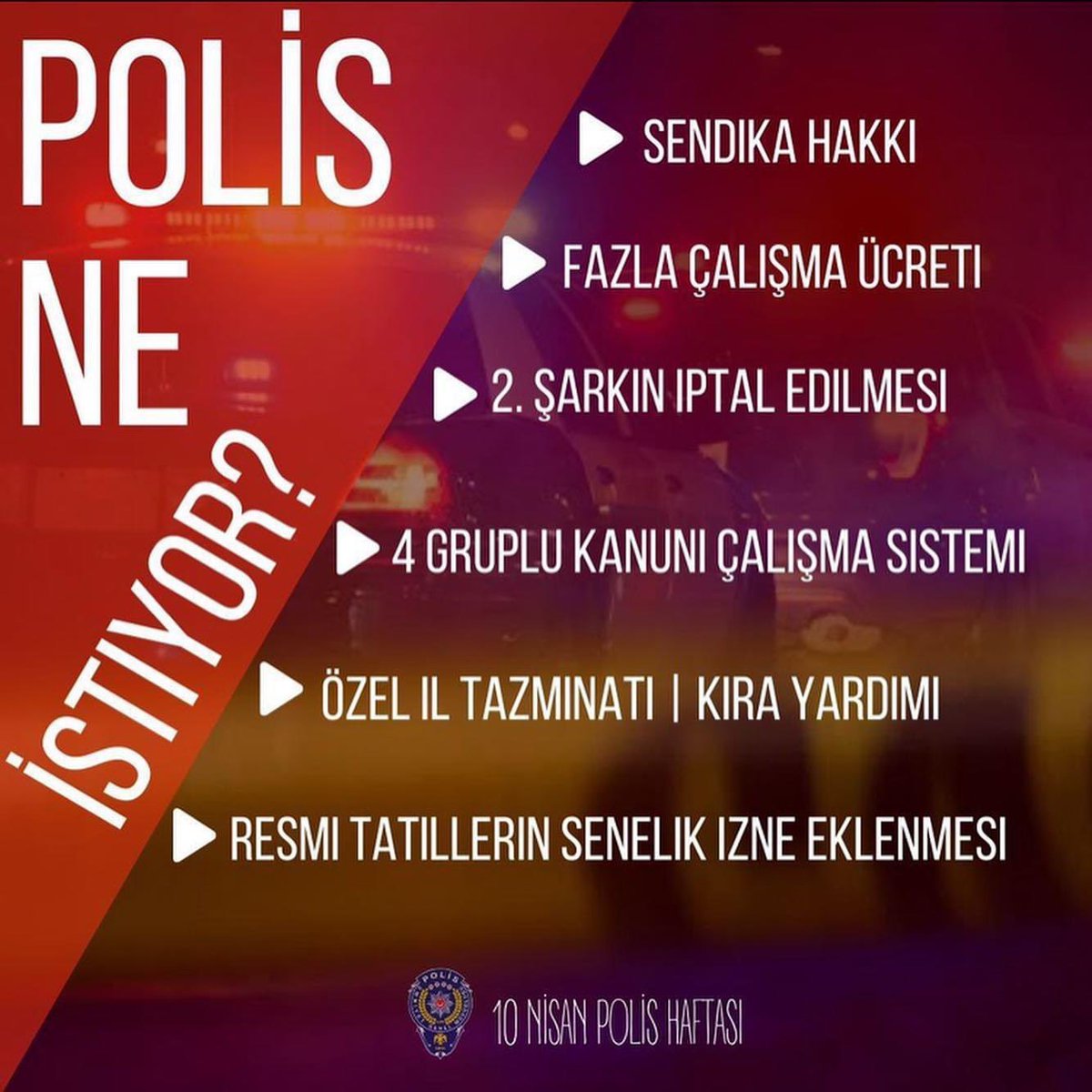 Bizlerin huzuru ve güvenliği için can siperane çalışan Türk Polis Teşkilatının 179.Yaşı Kutlu Olsun. Çalışma şartlarının düzeltildiği, özlük haklarının iyileştirildiği günlere en kısa sürede kavuşmaları ümidiyle 👮‍♀️👮‍♂️