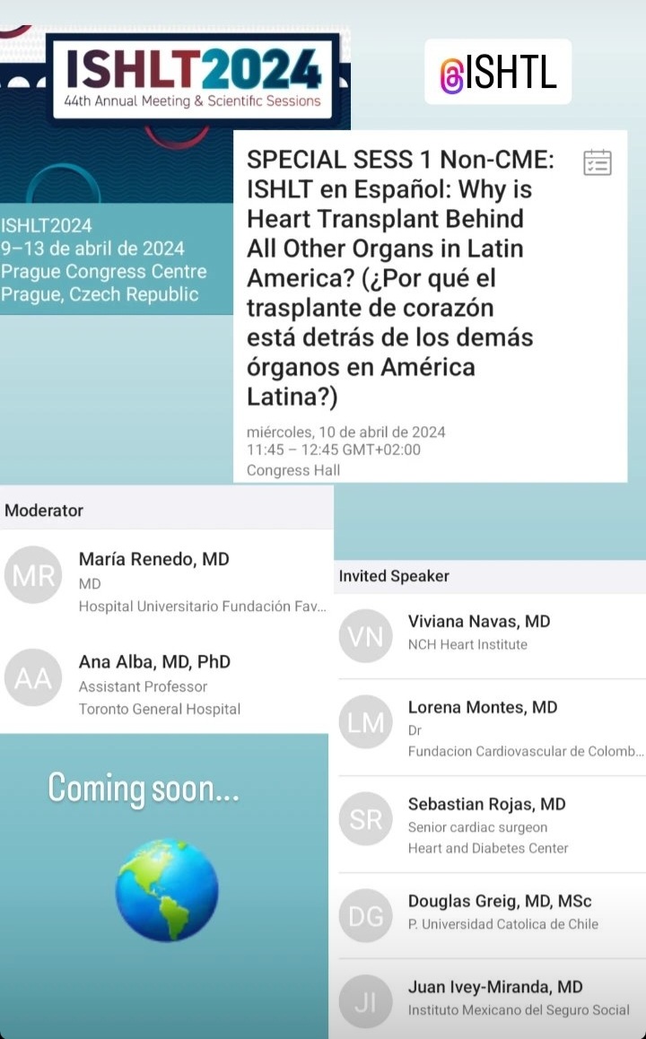Maria Florencia Renedo (@florenciarenedo) on Twitter photo Los esperamos en la Sesión Especial de ISHLT en Español. Representando a nuestra comunidad en el ISHLT2024 Annual Meeting <a href="/MartaFarrero/">Marta Farrero</a> <a href="/JHMontfort10/">Jaime Hernandez-Montfort</a> <a href="/AMBertolotti/">Alejandro Bertolotti</a> <a href="/paomorejon/">Paola Morejón Barragán</a> y todo el equipo! <a href="/ISHLT/">The ISHLT</a> #ISHLT2024 Los esperamos en la Sesión Especial de ISHLT en Español. Representando a nuestra comunidad en el ISHLT2024 Annual Meeting <a href="/MartaFarrero/">Marta Farrero</a> <a href="/JHMontfort10/">Jaime Hernandez-Montfort</a> <a href="/AMBertolotti/">Alejandro Bertolotti</a> <a href="/paomorejon/">Paola Morejón Barragán</a> y todo el equipo! <a href="/ISHLT/">The ISHLT</a> #ISHLT2024