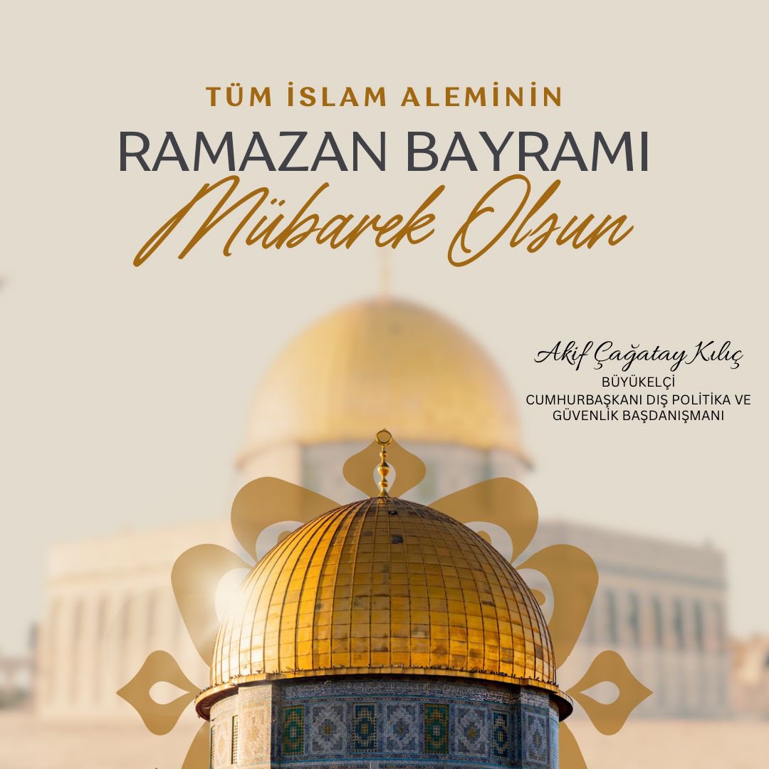 Ramazan Bayramı’nın Gazze başta olmak üzere tüm İslam alemi ve insanlık için huzur, barış ve mutluluk getirmesini diliyorum. Milletimizin ve tüm İslâm âleminin Ramazan Bayramı kutlu olsun.