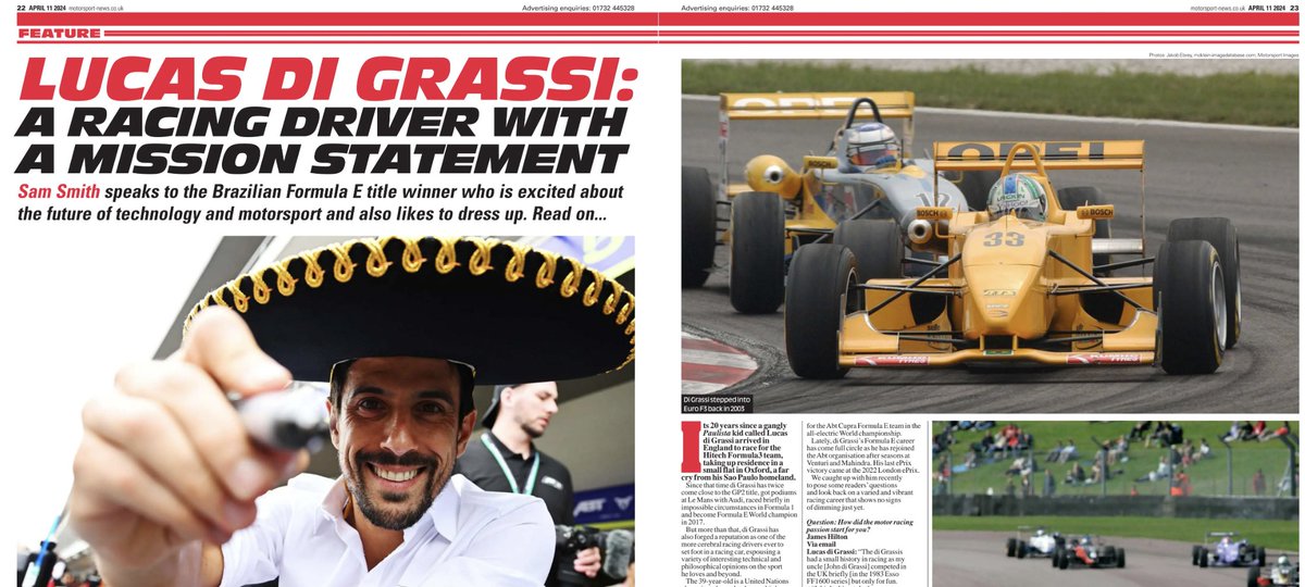 Check out the six page feature on @LucasdiGrassi career journey in @MNmotorsport today. Several great stories on his experiences racing just about everything from F3, GP2, F1, LMP1 Hybrid, GTs and.....being the real Pink Panther! #FormulaE #F1 #WEC #Motorsport