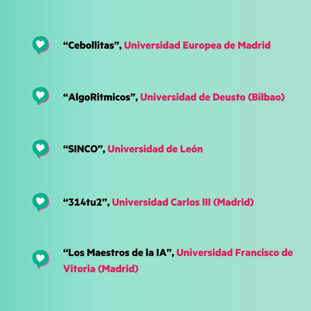 Ya conocemos a los cinco equipos finalistas de la tercera edición del #HPECDSTechChallenge… 🥳 

Comienza la cuenta atrás para el #hackathon. ¿Estáis preparados para darlo todo? 🔝

¡Enhorabuena a todos y a los más de 100 estudiantes que habéis llegado hasta las semifinales! 👏