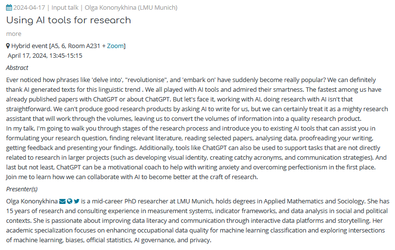🚨 Upcoming: 'Using AI tools for research' 👤 @bettermeasured (@LMU_Muenchen) 🗓️ Wed, April 17, 13:45-15:15 CET 📺 Register for the live stream: us02web.zoom.us/meeting/regist… 🔗 Details: mzes.uni-mannheim.de/socialscienced…