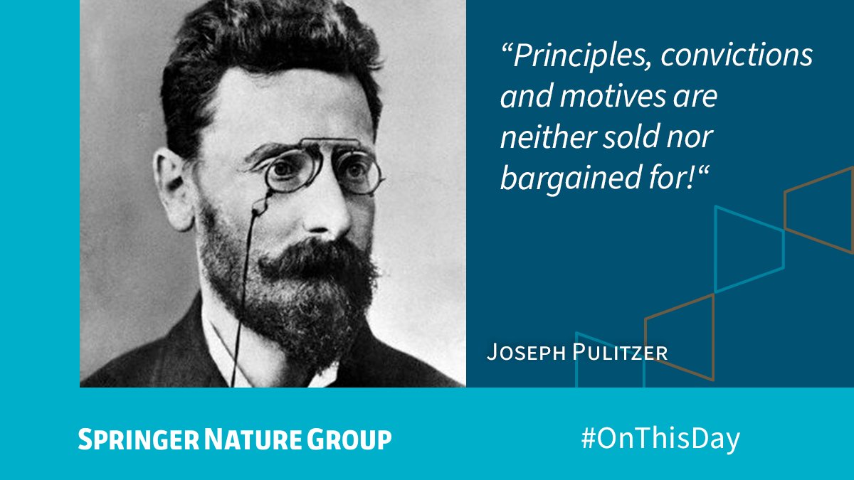 Joseph Pulitzer, born #OTD in 1847, was a newspaper editor and publisher who helped to establish the pattern of the modern newspaper. He was one of the most powerful journalists in the United States. Today, his name is best known for the Pulitzer Prizes, which were established.