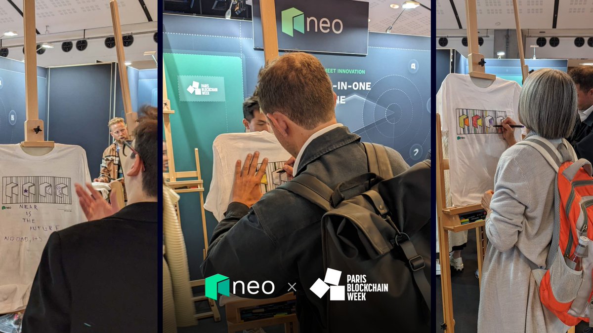 #ParisBlockchainWeek Day 2⃣
Visit Neo for collaboration, inspiration, and fun! 

From today until April 11, swing by Booth E75 to meet the Neo team, get artistic and design your own NFI shirt, and learn about Neo X! #PBWS2024 🚀