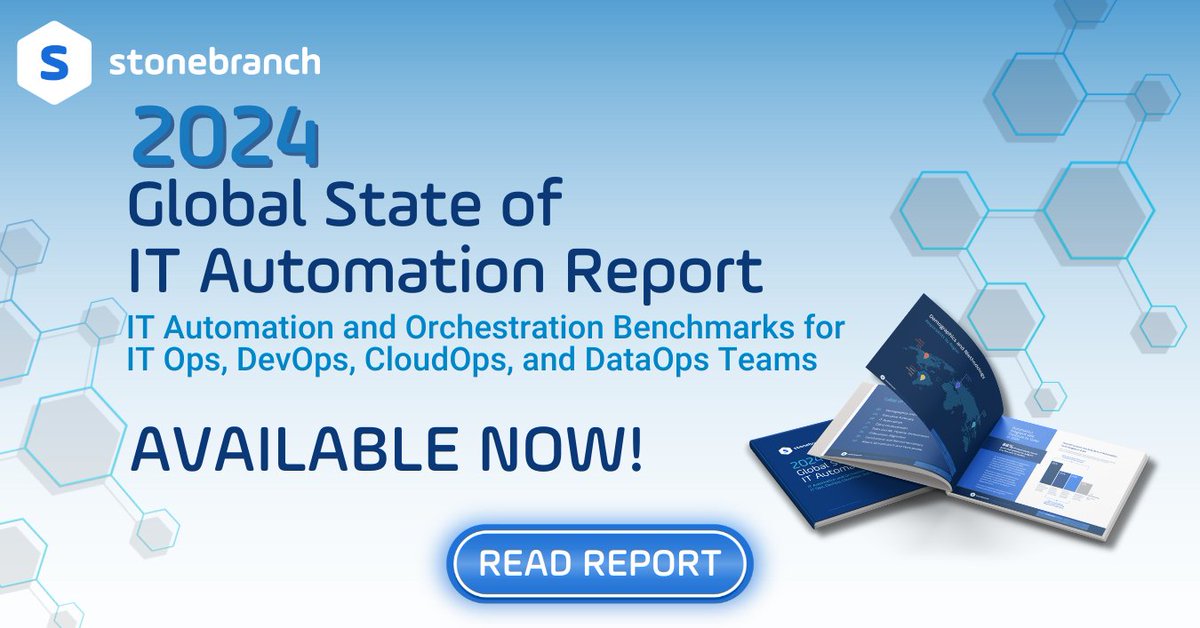🚨REPORT AVAILABLE | 2024 Global State of IT Automation Report🚨
hubs.ly/Q02sfXhV0

#ITAutomation #DevOps #CloudOps #DataOps #Automation #Stonebranch #ITOps #MLPipeline #CloudAutomation #HybridEnvironments #GlobalTrends #StateofITAutomation #SoIT