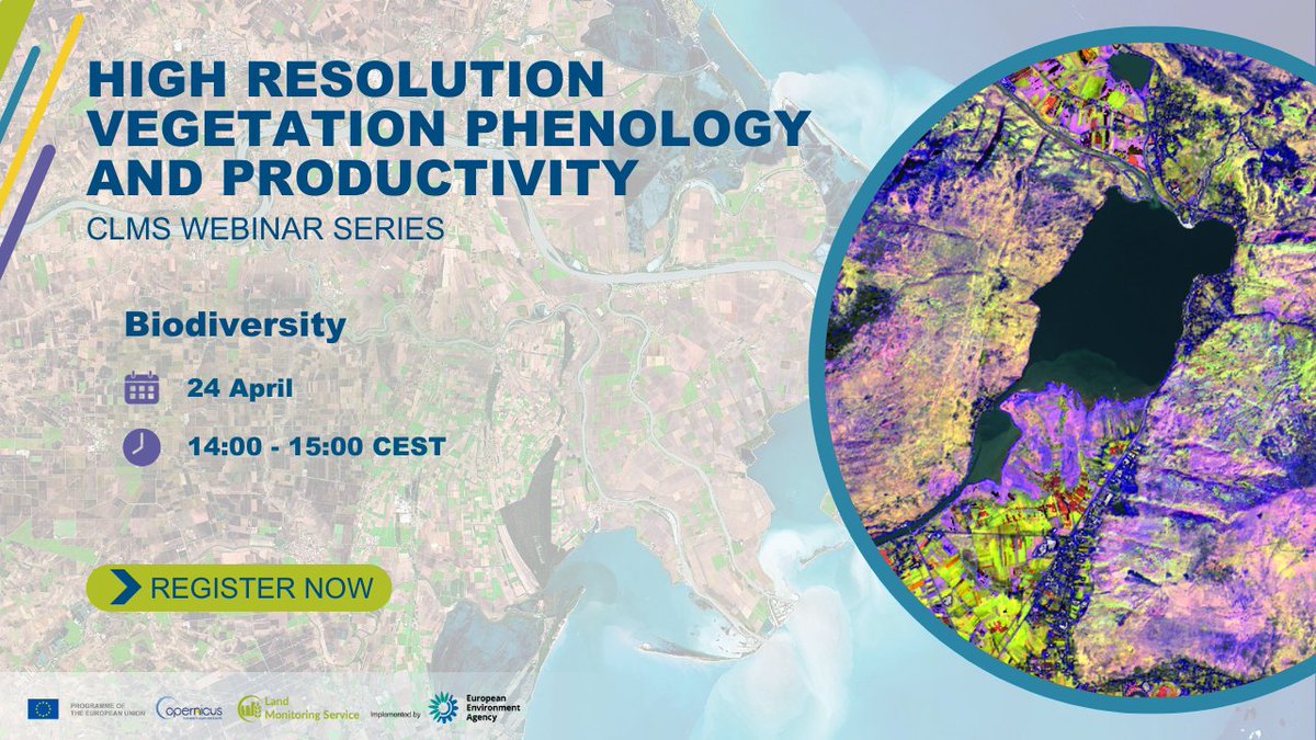 A new @CopernicusLand webinar will take place in 2⃣ weeks 🌿 It will focus on biodiversity applications of the High Resolution Vegetation Phenology and Productivity (HR-VPP) product 🗓️24 April 🕑14:00 - 15:00 CEST Register here👇 clmswebinarseries.eu/HR-VPP_Webinars