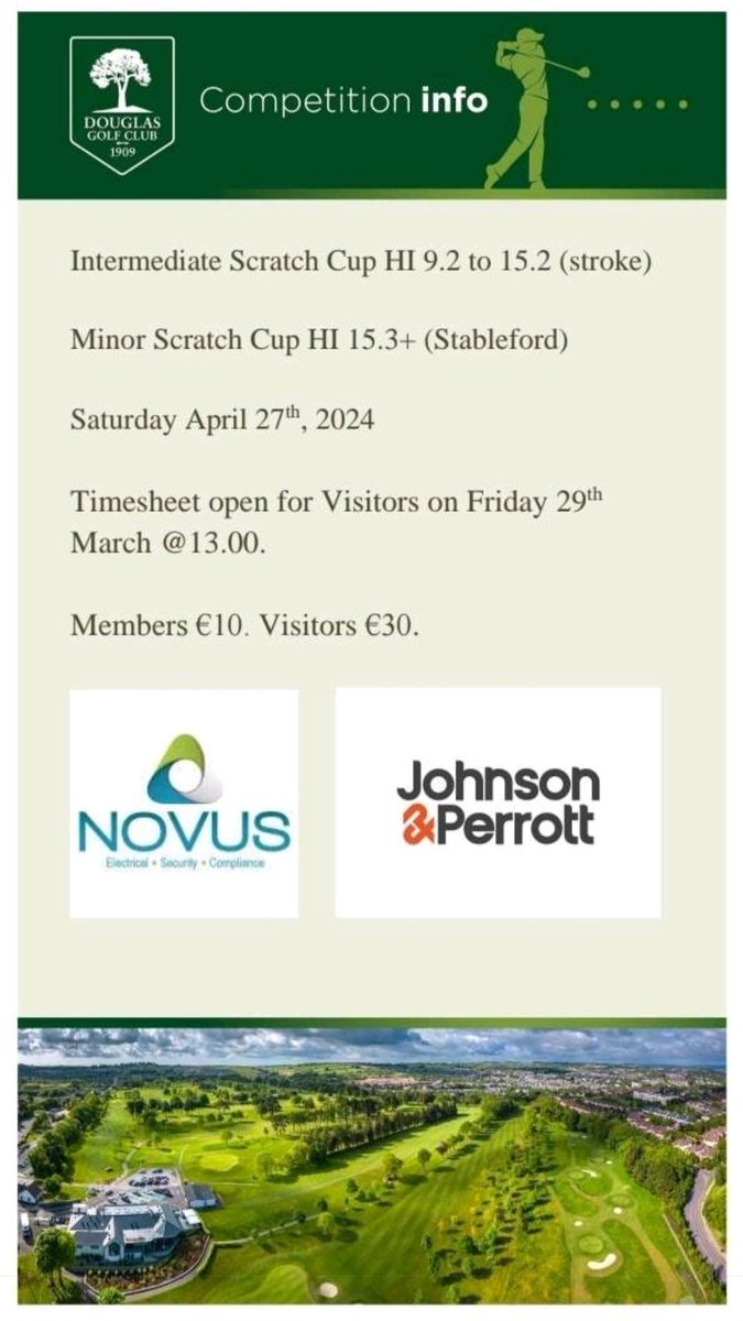 Sat 27th April CORK Women’s SC (10.0 max 01/01/2024) Book Here - visitors.brsgolf.com/cork#/open-com… DOUGLAS Intermediate SC (9.2 - 15.2) & Minor SC (15.3 +) - €30 - FULL TRALEE Intermediate SC (9.6 - 18.0 - €80 - FULL #scratchcup #scratchcups #womensscratchcup #intermediatescratchcup