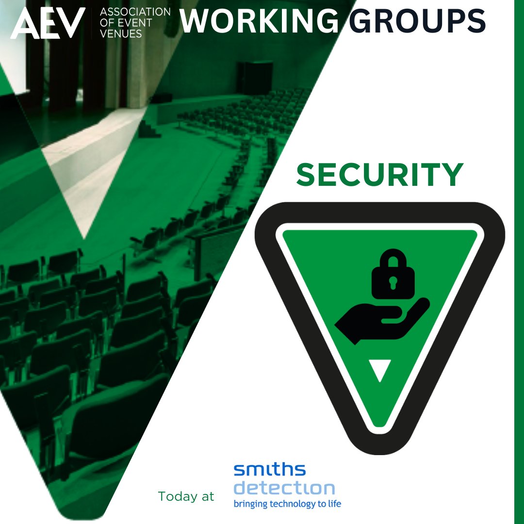 We are looking forward to our security working group today at @smithsdetection. If you would like to join our working groups, contact @aevnews or alden@aev.org.uk 
Find out more:aev.org.uk/working-groups

#security #eventprof #venues #businessevents