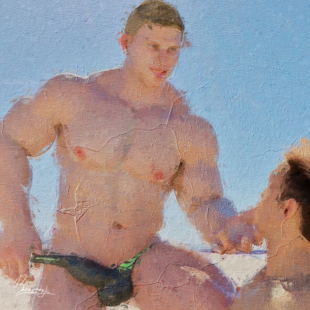 _baramax's tweet photo. Happy Humpday 😎

#nsfw #guy #bara #yaoi #gay #muscle #hunk #digitalart #gayart #cutegay #handsomegay #handsomeguy #cuteguy #cutegay #muscularmen #gaymuscles #gaypainting https://t.co/xc293qXEjW