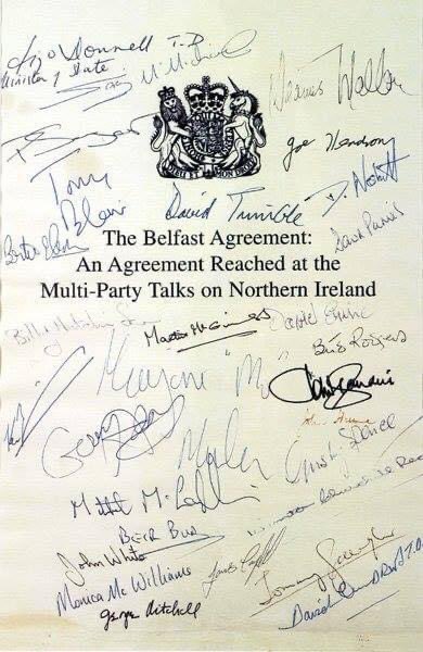 Today’s thought for the day is a serious one. 26 years ago today this was signed - and there’s a generation of adults who have known nothing but peace. It’s still not perfect but we should be forever grateful #GFA