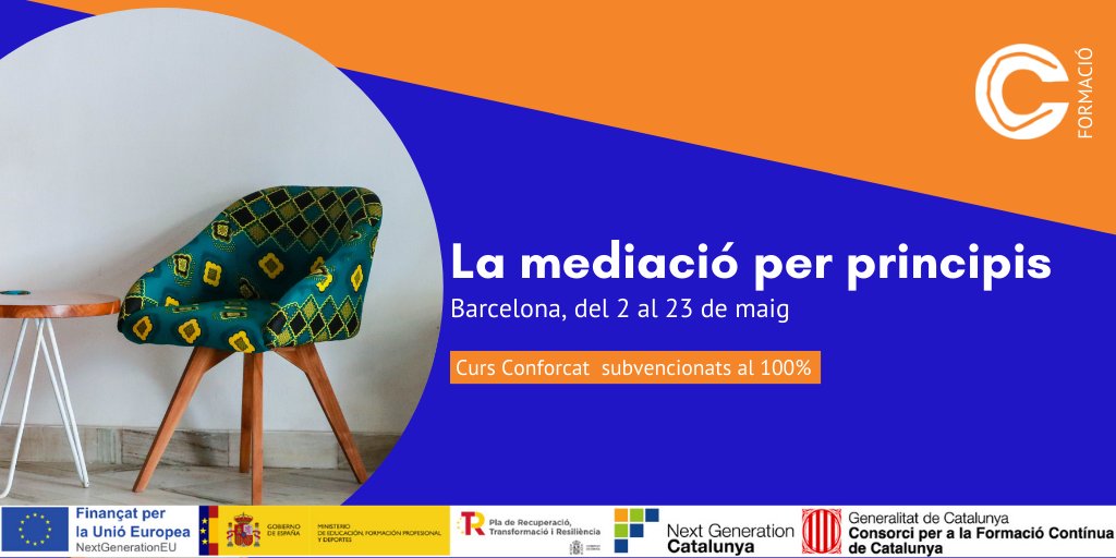 Curs: La mediació per principis
A càrrec de <a href="/SONIAMIGUELZ/">Sònia Miguel Zamora</a> 

📌Curs subvencionat al 100% per
<a href="/fpo_continua/">Formació contínua</a>, a través del programa #ConforcatAMIDA 
🗓️Data límit inscripció: 19 d'abril

ceesc.cat/2014-10-29-18-…