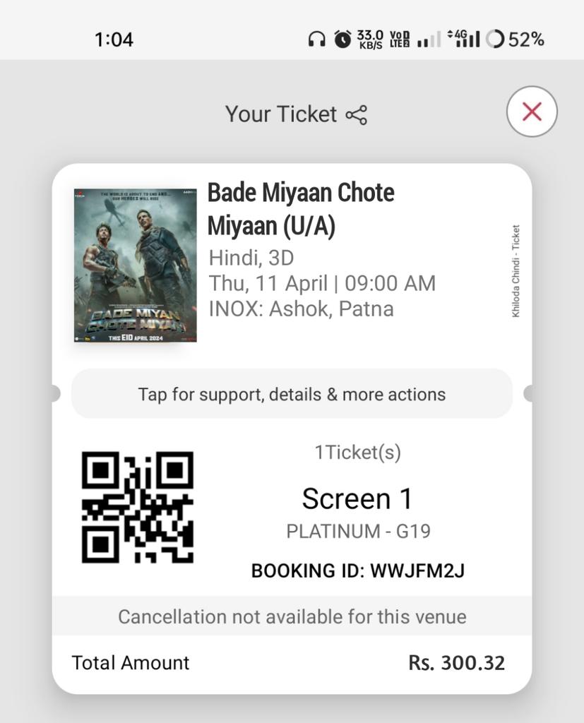 Leave the fanwar now ❤️

I have booked the #BMCM movie ticket now. 🔥🔥
#BadeMiyanChoteMiyanOnApril11