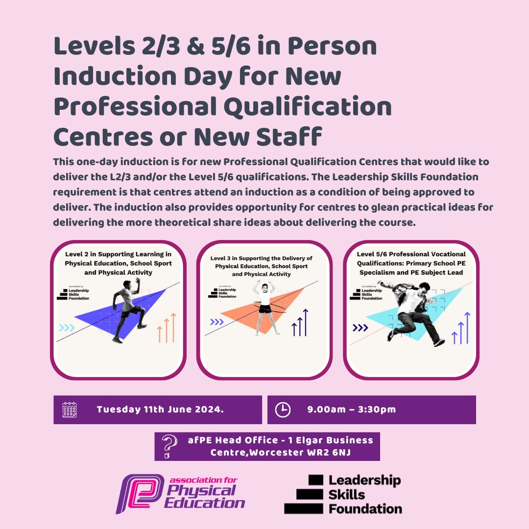 ❌Levels 2/3 & 5/6 in Person Induction Day for New Professional Qualification Centres or New Staff❌ 📅When: Tuesday 11th June 2024, 9am - 3:30pm 🗺️Where: afPE Head Office, WR2 6NJ ❓ How: Click the link below to book on NOW afpe.org.uk/events/EventDe…
