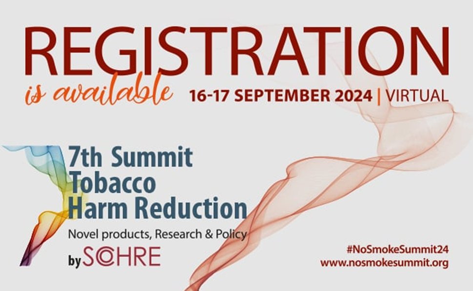 REGISTRATION & ABSTRACT SUBMISSION NOW AVAILABLE! Registration and abstract submission to the virtual 7th Summit on Tobacco Harm Reduction is now available. Abstracts for the 7th Summit need to be submitted online by July 12th 2024. Find out more here: nosmokesummit.org