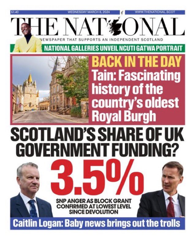 C’mon Scotland, how long are we going to stand the humiliation of this unequal union, we are daily being drained of our resources by our greedy neighbour who keeps us imprisoned with no legal route to self determination Enough !!!