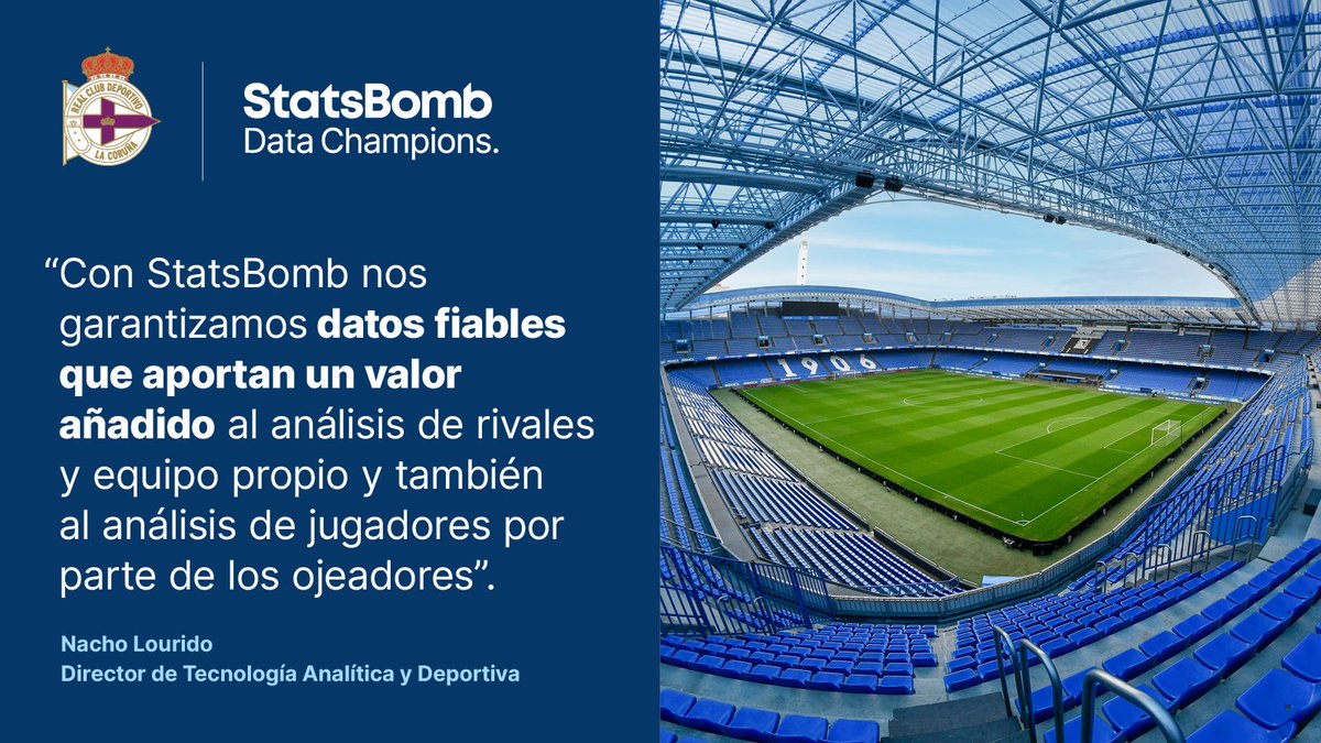 Deportivo de la Coruña es uno de los +200 clubes y federaciones alrededor del mundo que confían en los datos y soluciones de StatsBomb para darles una ventaja competitiva Descubra más >> statsbomb.com/es/a-quien-ayu…